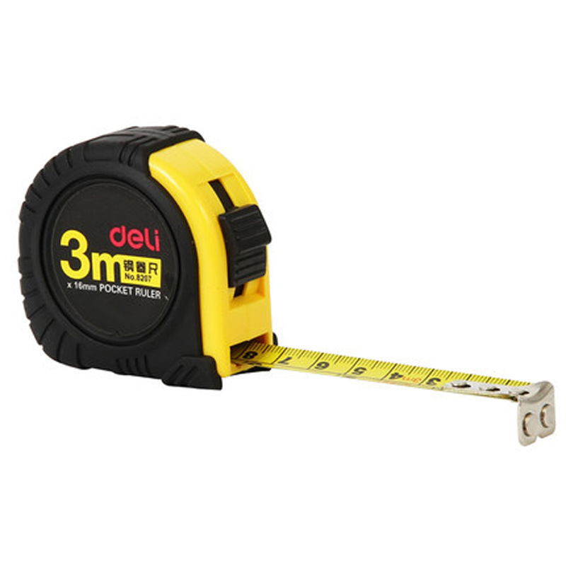 得力8208钢卷尺5米公制伸缩制动灵活挺直好批发