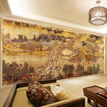 清明上河图墙纸壁画中式古典茶室壁纸8d客厅卧室书房山水壁布