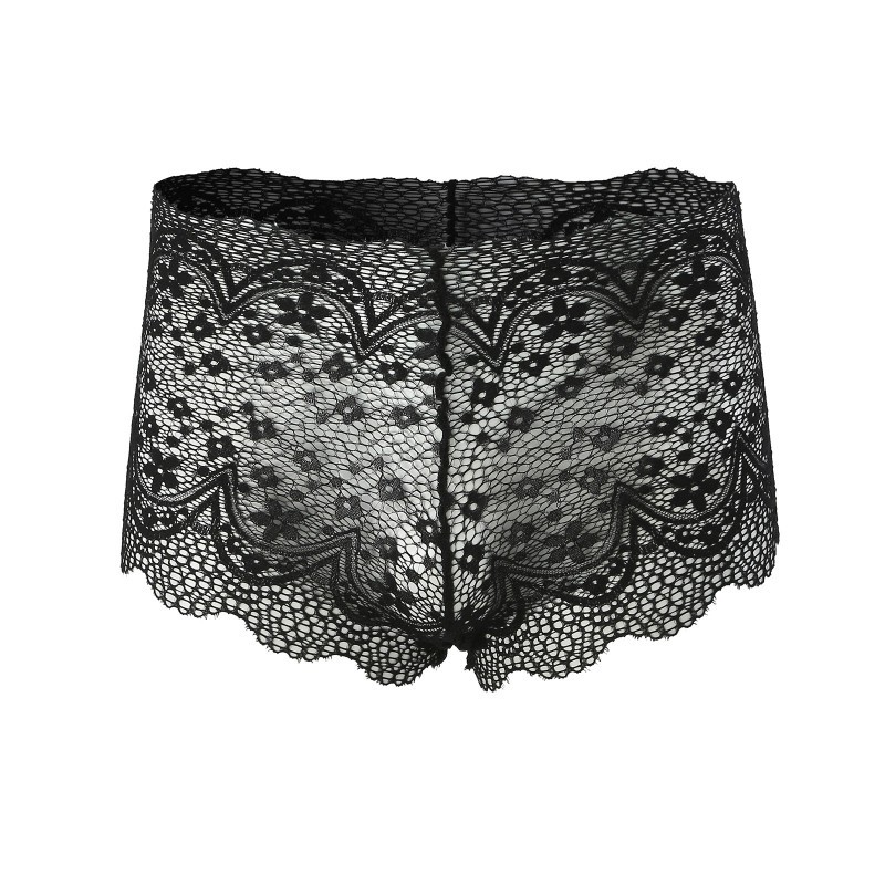 女士高腰新款镂空平角裤 蕾丝半包臀中腰高腰三角裤平角透明内裤