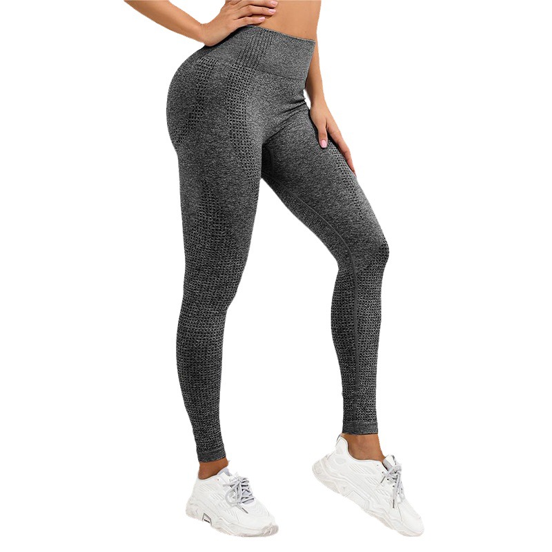 Popular Amazon Cross-Border Seamless Yoga Pants Women's European and American Elastic Workout Clothes Women's Sports Point Tights in Stock