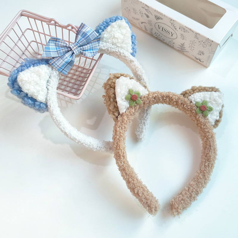 甜美可爱蝴蝶结发箍卡通猫耳朵少女心头饰秋冬洗脸百搭头扣头箍