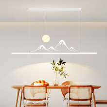 山水餐厅灯新中式长条吊灯现代简约山峦映月茶室吊灯北欧餐桌灯具