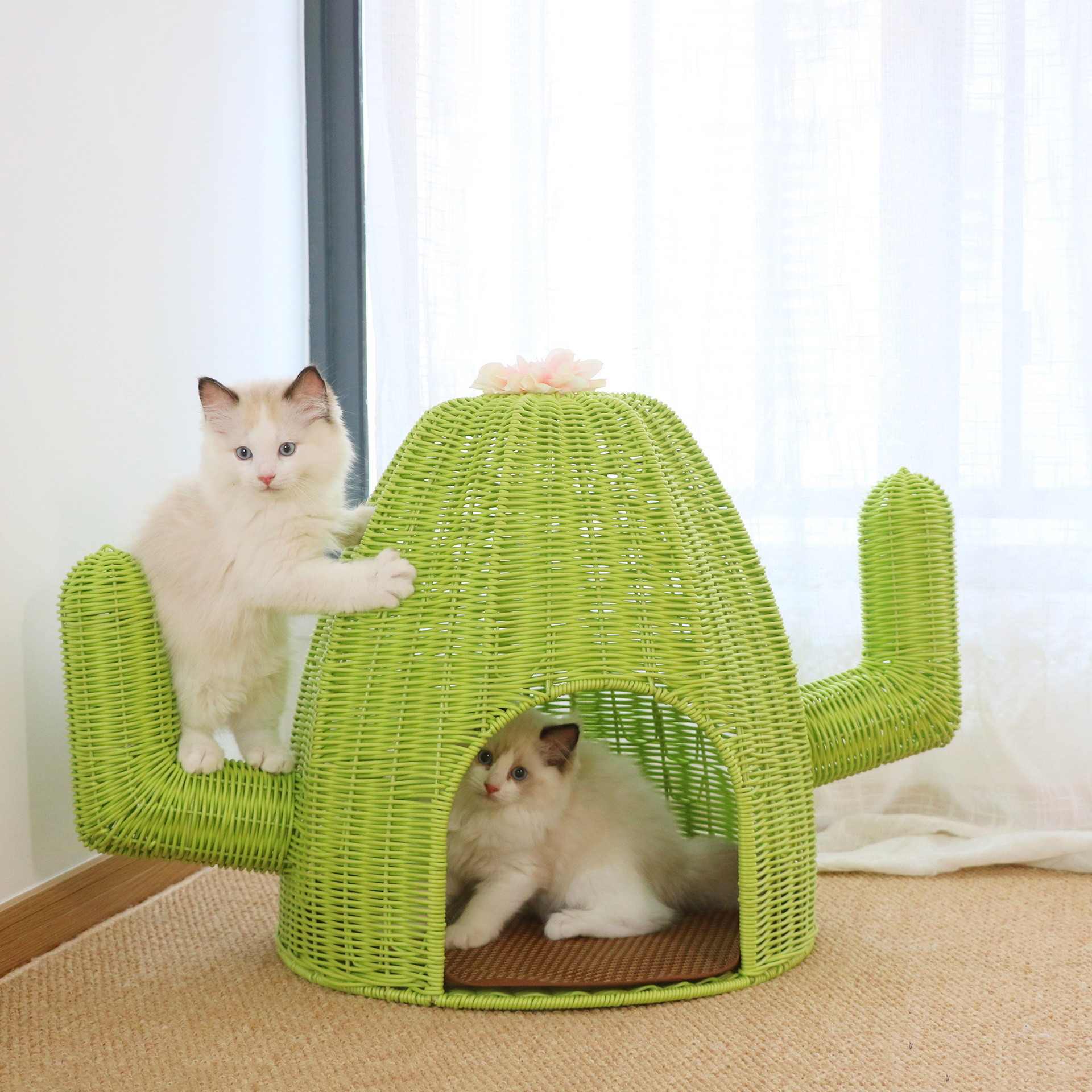 可水洗猫窝藤编猫窝宠物用品批发草编猫窝藤条猫窝半封闭宠物用品