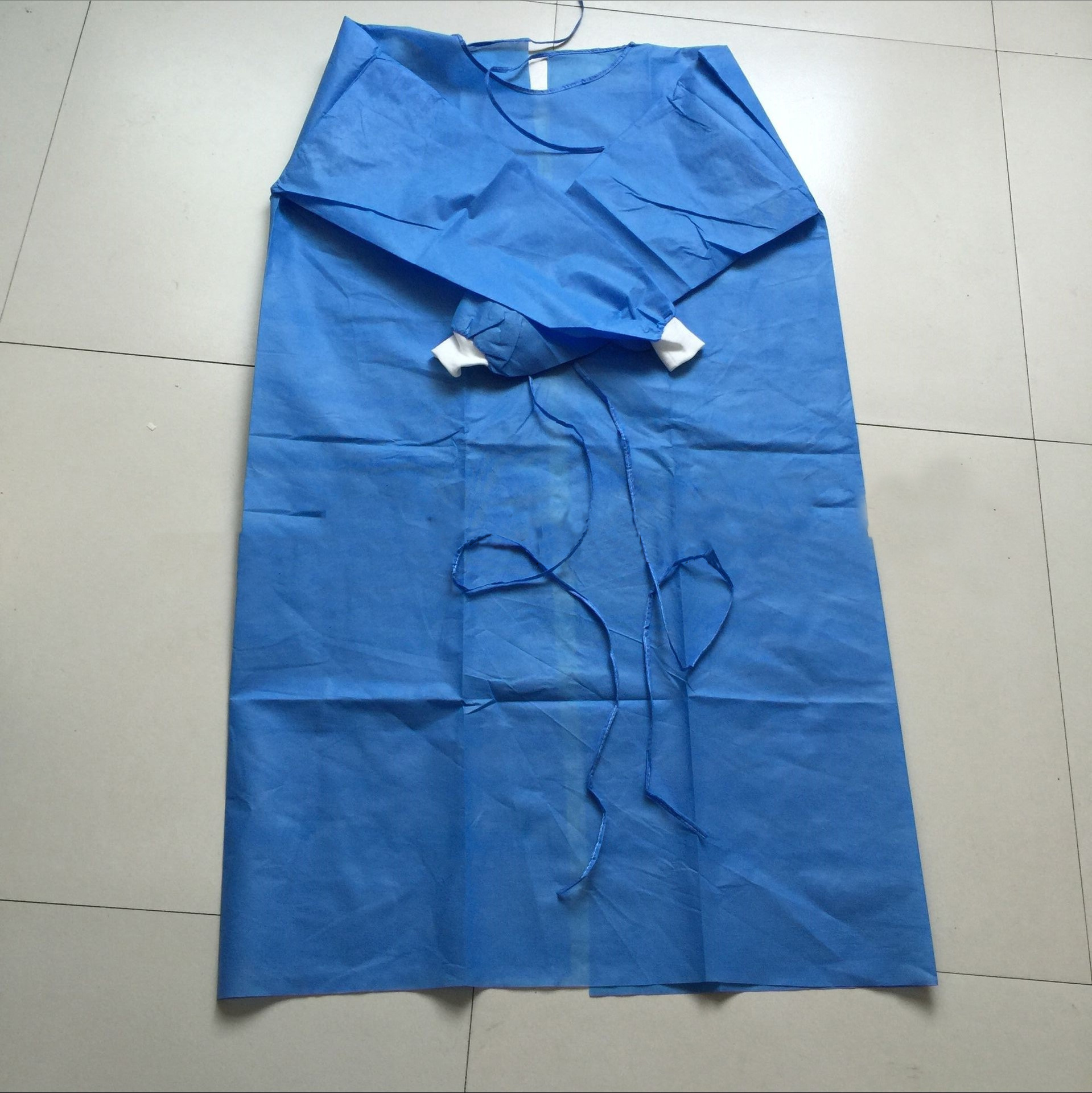 现货sms无纺布隔离衣反穿衣蓝色针织袖口隔离衣手术衣