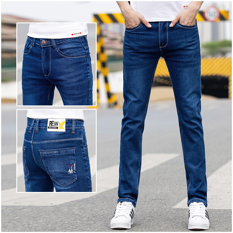   4 Pointed Stretch Jeans Boys Slim-Fitting Small Straight Versatile Classic ong Pants Stretch Youth Pants Quality