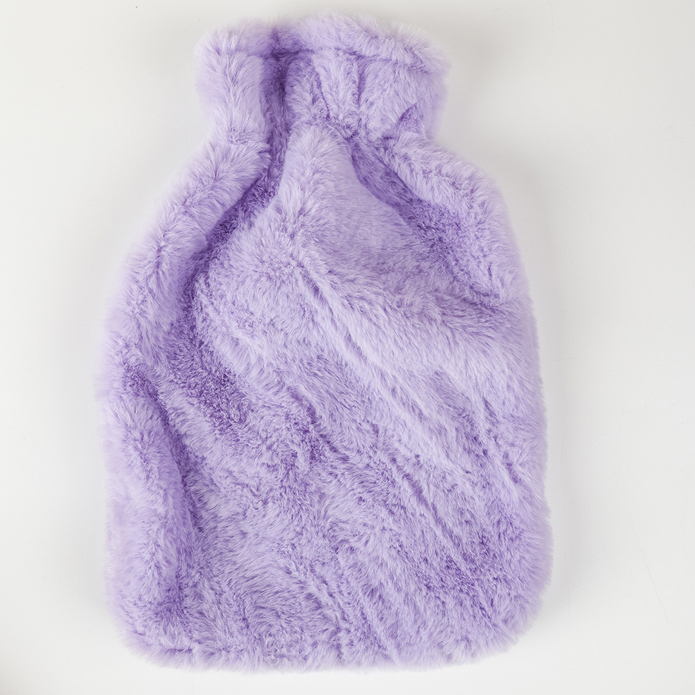 Winter Silicone Rubber Hot Water Bag Imitation Rabbit Fur Cover Hand Warmer Hot-Water Bag Drawstring Bag PVC Hot Water Bag Plush Cloth Cover