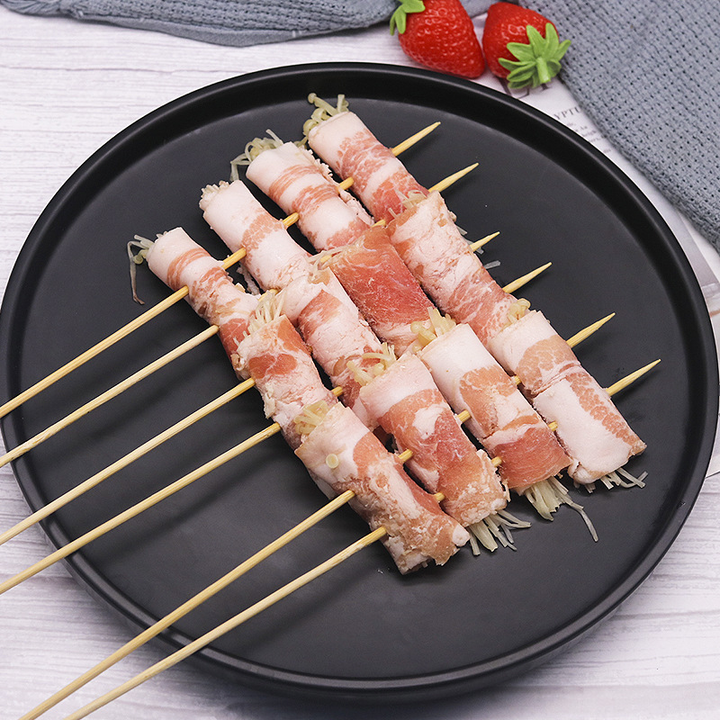 博祥五花金针菇串雪花五花肉串烧烤肉串铁板烧油炸小吃猪肉蔬菜串