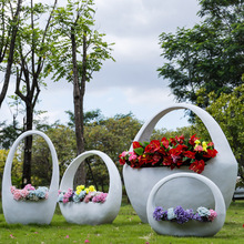 户外现代创意花篮花盆玻璃钢雕塑花园林景观草坪楼盘广场装饰摆件
