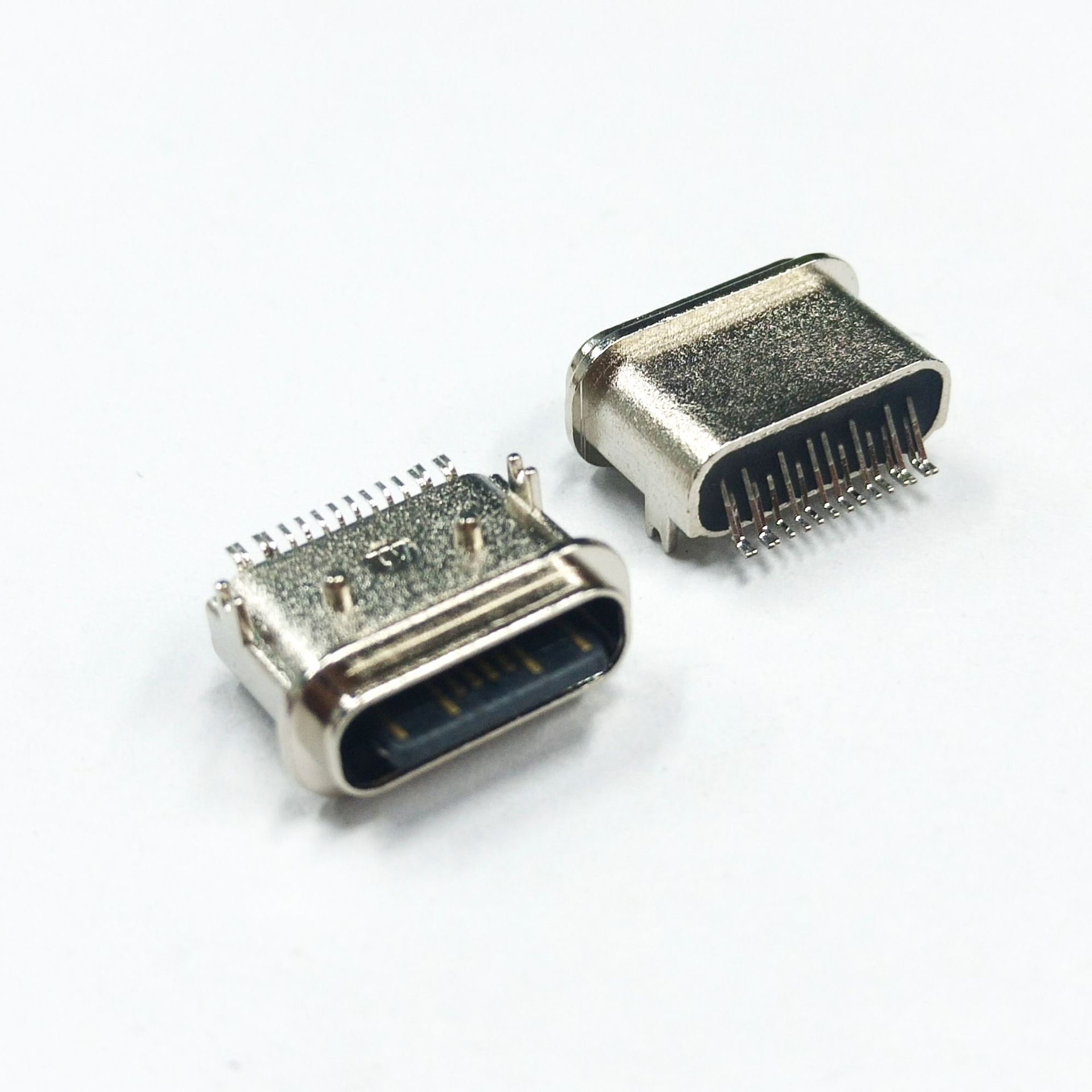 type-c16p沉板1.6防水母座四脚插板端子裸露单排smt贴片usb母头