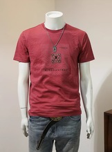 夏季棉麻短袖T恤男士流行贴布印花字母刺绣图案新款休闲上衣圆领t