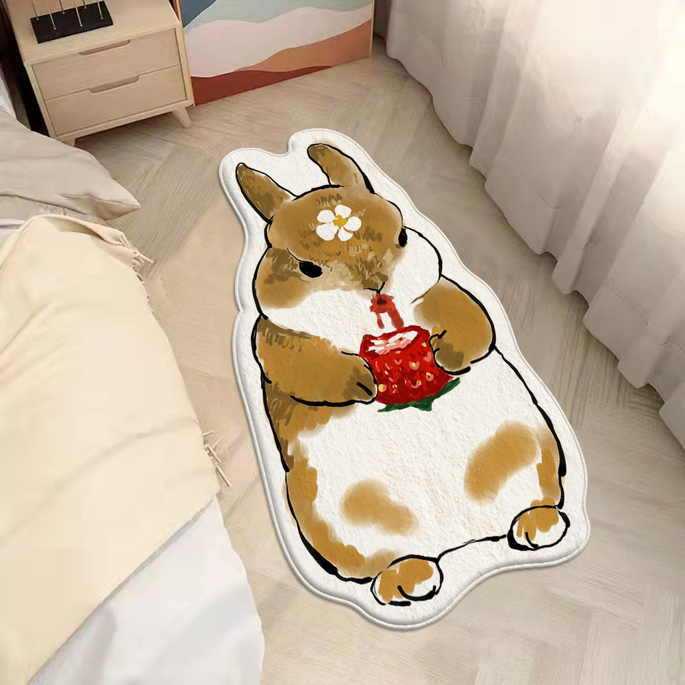 Cartoon Cat Bedside Blanket Bedroom Children's Room Balcony Bay Window Special-Shaped Carpet Thickened Fleece Mat Cute Floor Mat