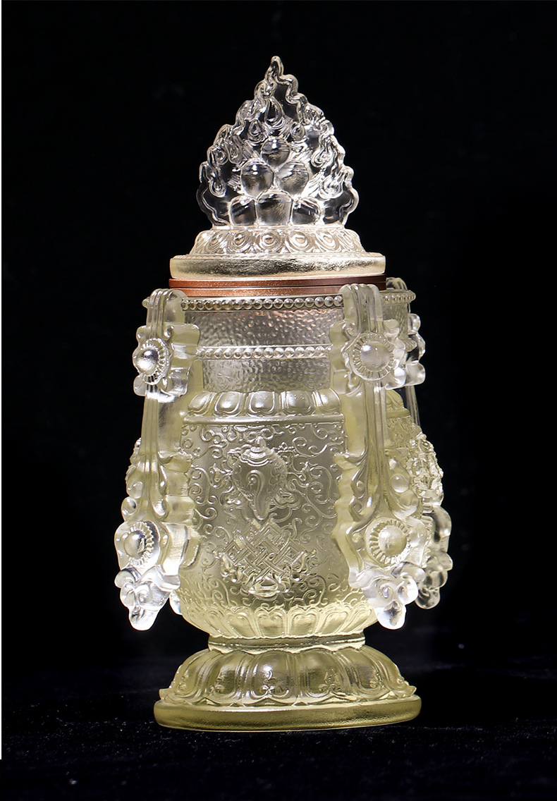 琉璃八吉祥宝瓶长寿摩尼瓶藏传佛教修行法器寺院佛堂供桌供奉佛具