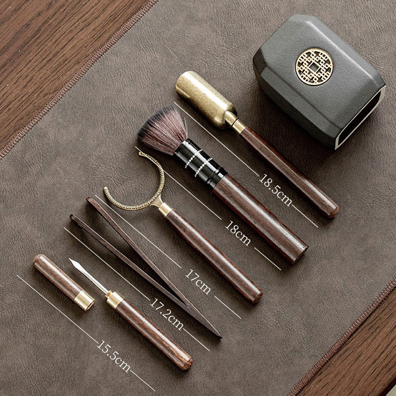 批发茶道六君子功夫茶具配件套装六件套夹子泡茶工具茶盘收纳筒茶