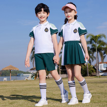 男女童装学院风T恤中小学生校服幼儿园园服儿童夏季女孩短袖套装