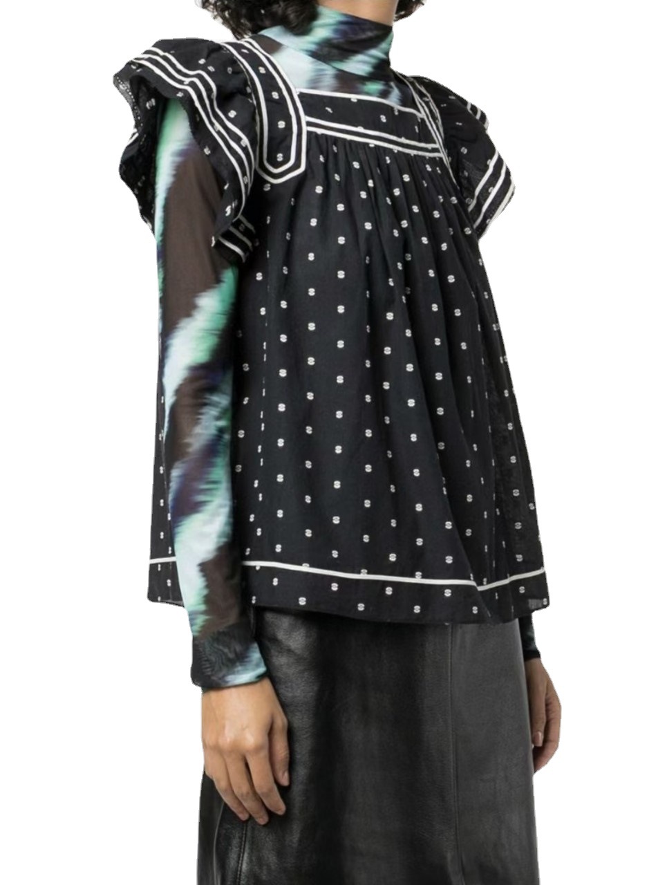 深圳南油高端ulla@john&son新款波点刺绣气质通勤短袖衬衫-阿里巴巴