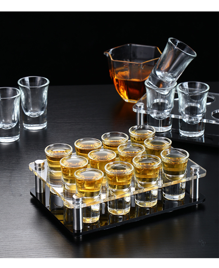 子弹杯酒杯杯架套装酒吧夜店ktv常用一口杯专用洋酒杯高档白酒杯-阿里