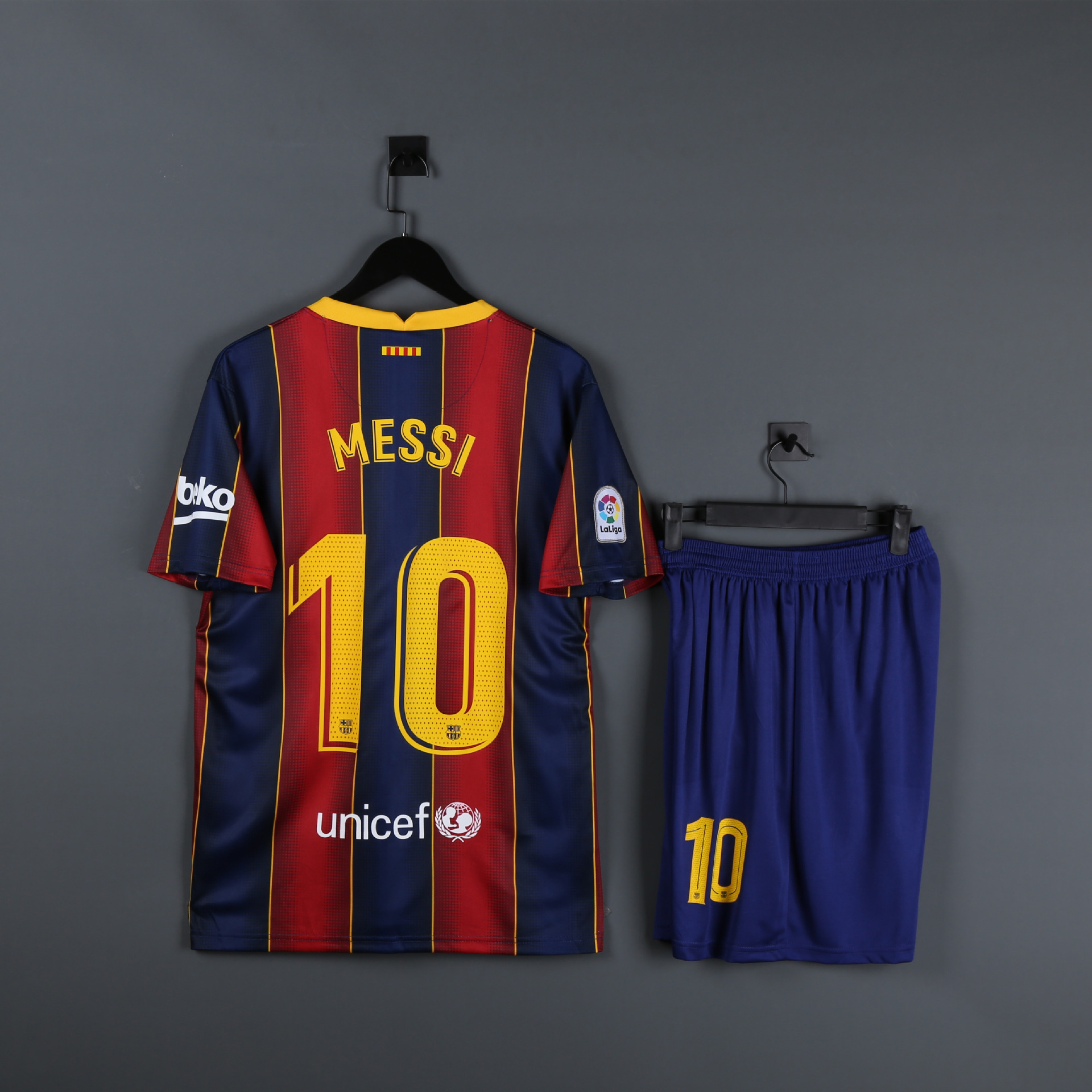 巴萨球衣20-21主场10号梅西比赛队服运动足球服套装男现货可代发