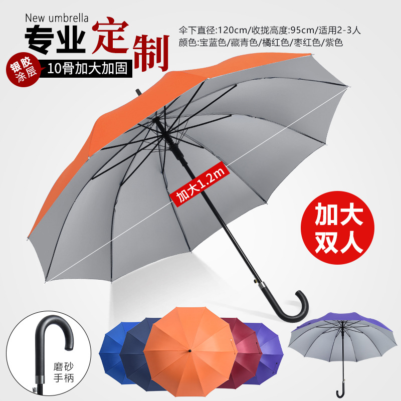 Business Umbrella Set Printed Logo Advertising Umbrella Straight Bar Hotel Sales Reception Automatic Long Handle Factory Wholesale