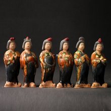 陶瓷仕女摆件仿古唐三彩侍女俑中式复古装饰艺术品古风老货老物件