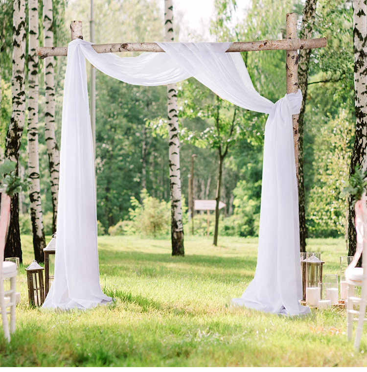 户外拱形窗帘窗纱帷幔婚礼派对舞台餐厅装饰白色透明薄纱帘亚马逊