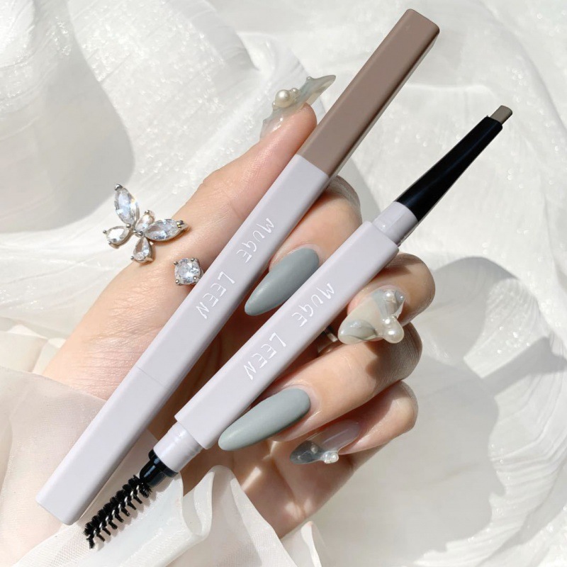 Mugeleen Eyebrow Pencil Waterproof Sweat-Proof Long Lasting Fadeless Natural Three-Dimensional Sketch Pen Triangle Beginner Eyebrow Pencil Female