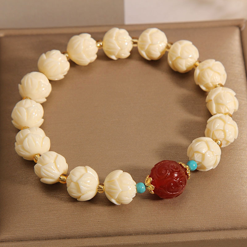 小叶黄杨莲花珠手串佛珠女手持念珠平安好运手链送女友闺蜜礼物潮