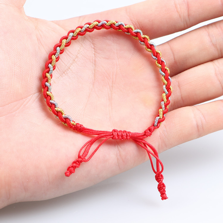 手工精编桃花结手绳脚绳姻缘平安情侣本命年手链红绳原创手绳