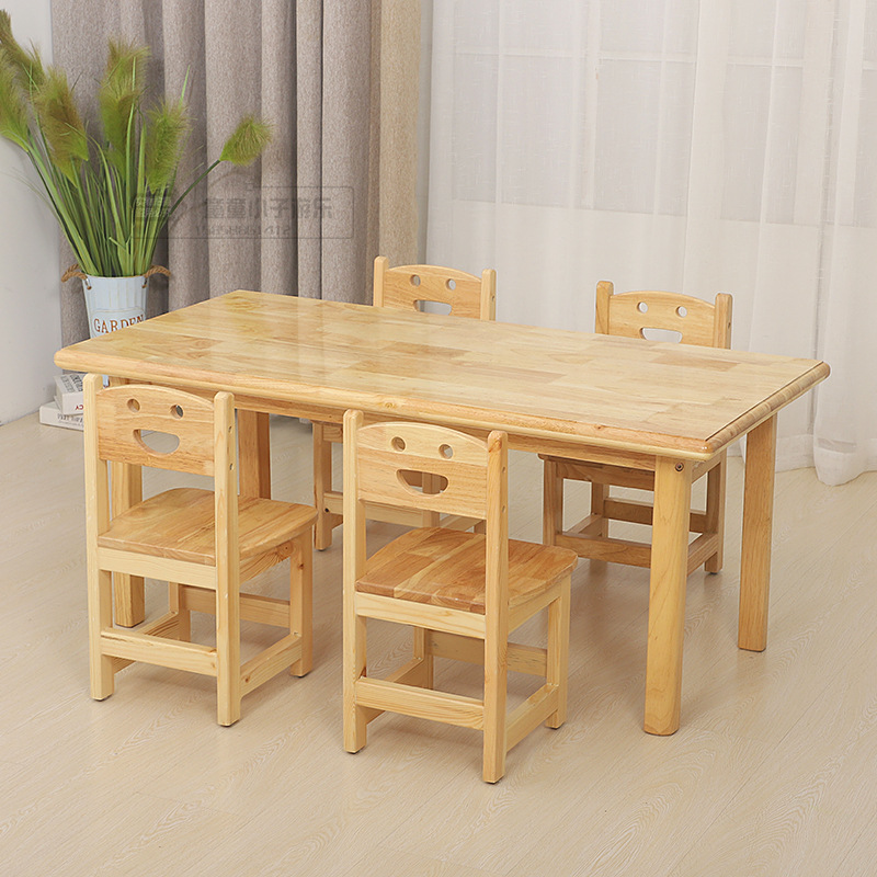 Kindergarten Solid Wood Table and Chair Early Education Children's Art Training Class Table Primary School Students School Desk and Chair Tutorial Class Training Table