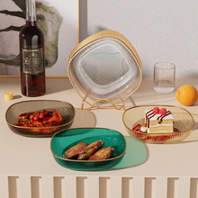 轻奢简约透明PET餐具吐骨碟家用客厅厨房方形零食碟水果盘菜盘