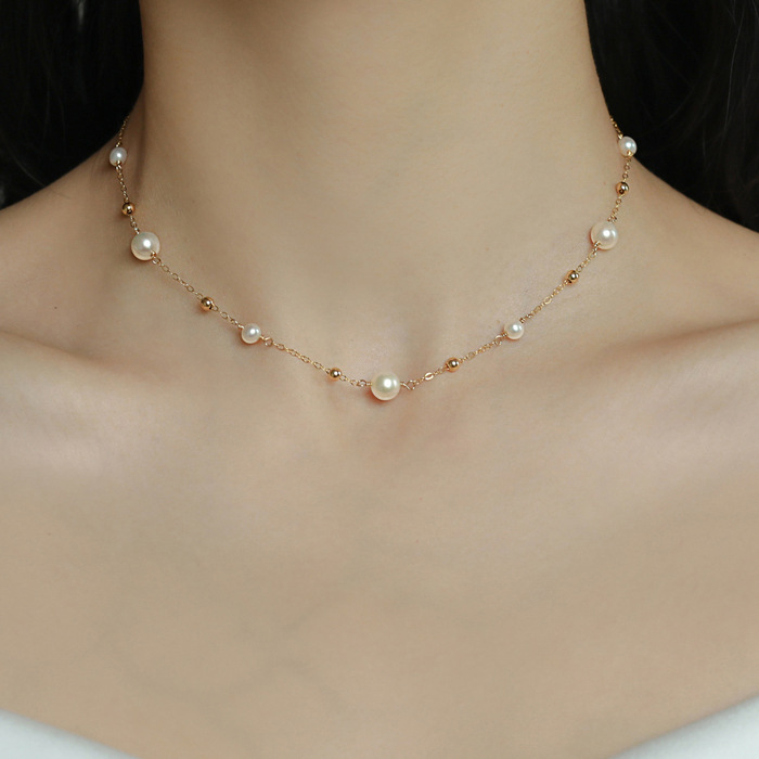 美国14k包金满天星淡水珍珠chocker吊坠项链锁骨链-阿里巴巴