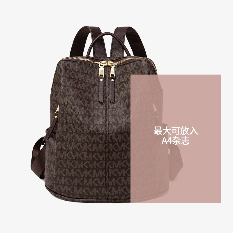 Fashionable Printed Backpack for Women Korean Style 2023 Summer New Large Capacity Retro Anti-Theft Backpack Mummy Travel Bag