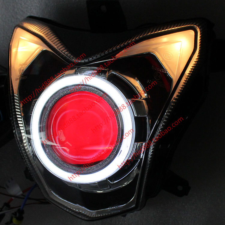 适用钱江黄龙300 黄龙600改装海5 双光透镜天使眼大灯总成