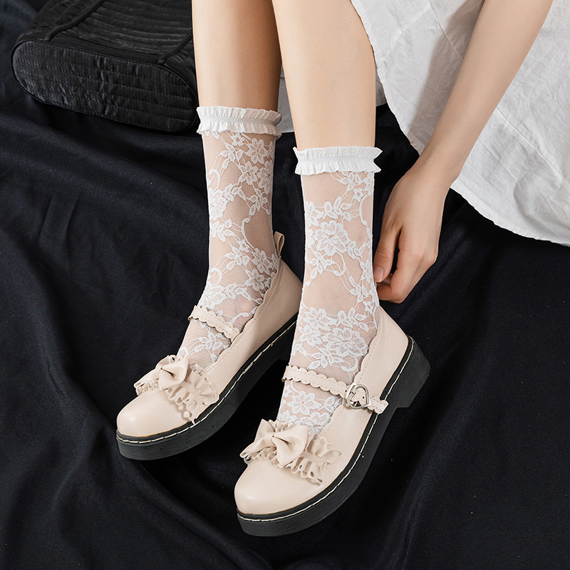 洛丽塔jk袜子日系软妹小腿袜lolita学生蕾丝花边中筒袜春夏季lo袜