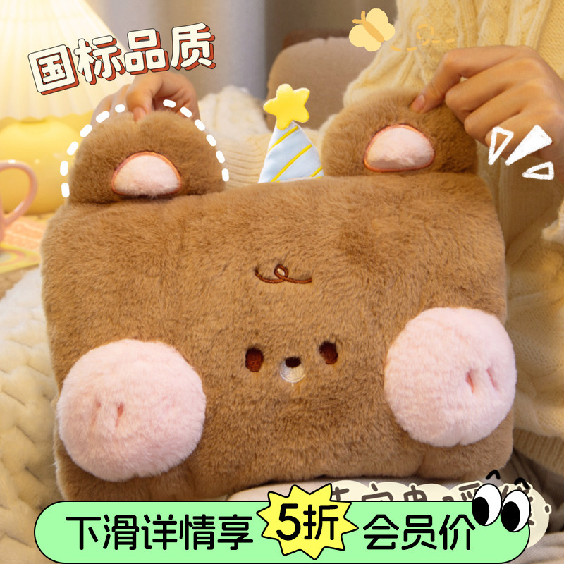 可爱小熊热水袋充电款暖水袋加厚被窝防爆暖手插电式暖宝宝电热暖