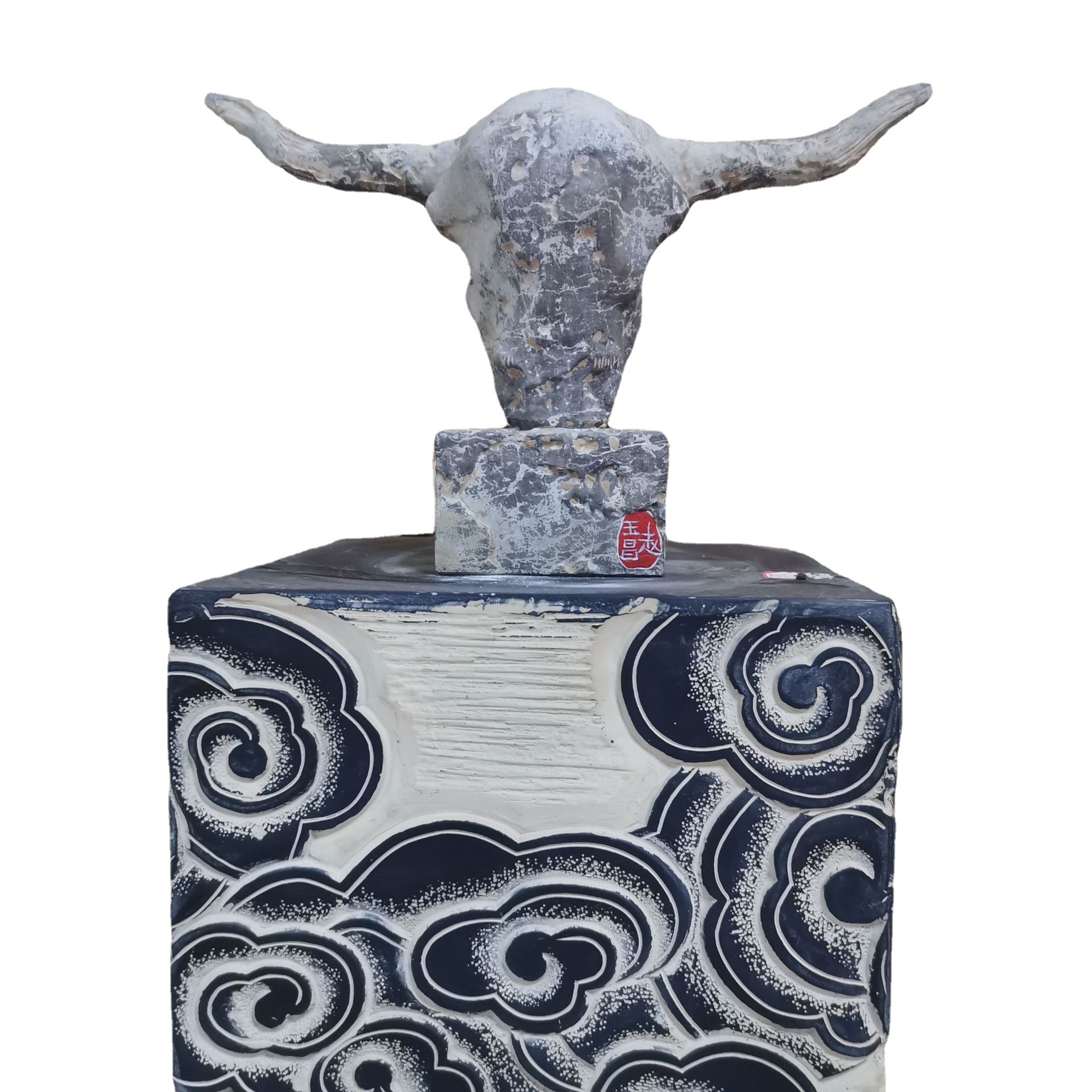 【牛首】牛头石雕仿古效果生肖雕塑办公室卧室客厅摆设礼品