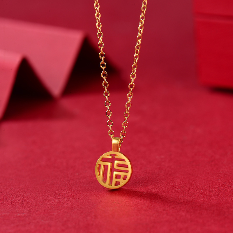 足金999福字牌吊坠国潮古韵金店同款3d硬金项坠多款直播货源直供