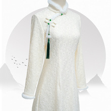 蕾丝旗袍女年轻款小个子中式日常加绒改良版连衣裙秋冬新款批发