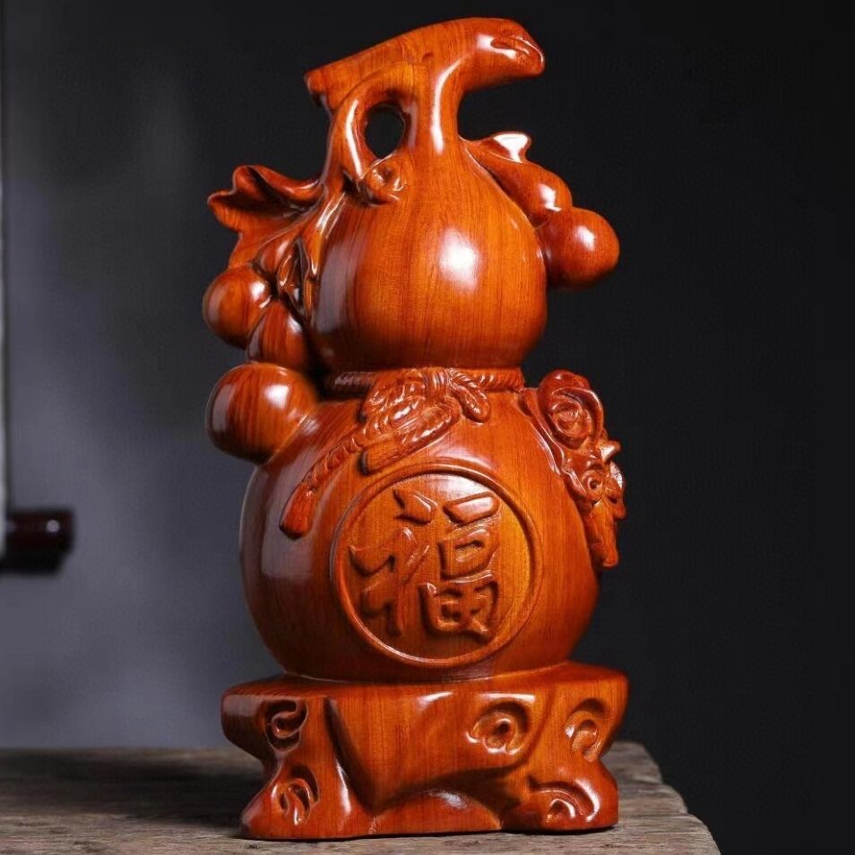 木质葫芦手把件 实木黑檀紫光檀木多子多福葫芦摆件工艺品