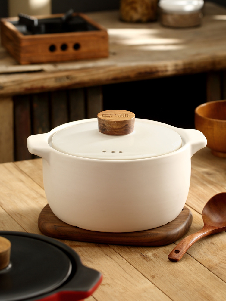 日式白色陶瓷砂锅明火耐高温电陶炉燃气沙锅家用煲汤炖锅