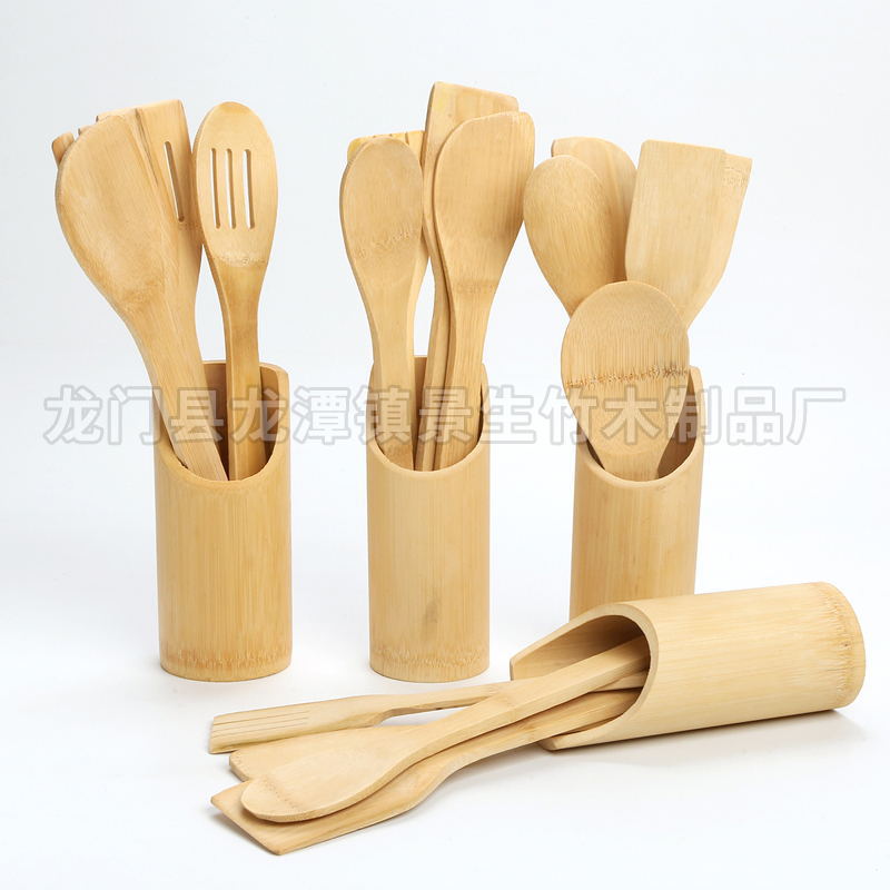 yiwu delivery bamboo vegetable shovel soup spoon fork non-stick pan bamboo shovel bamboo kitchen cooking shovel foreign trade bamboo spoon