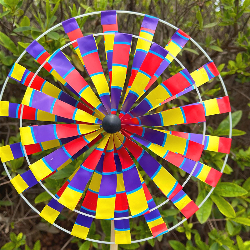 双层大号传统复古老北京风车炫彩儿童手拿玩具风车户外公园装饰品