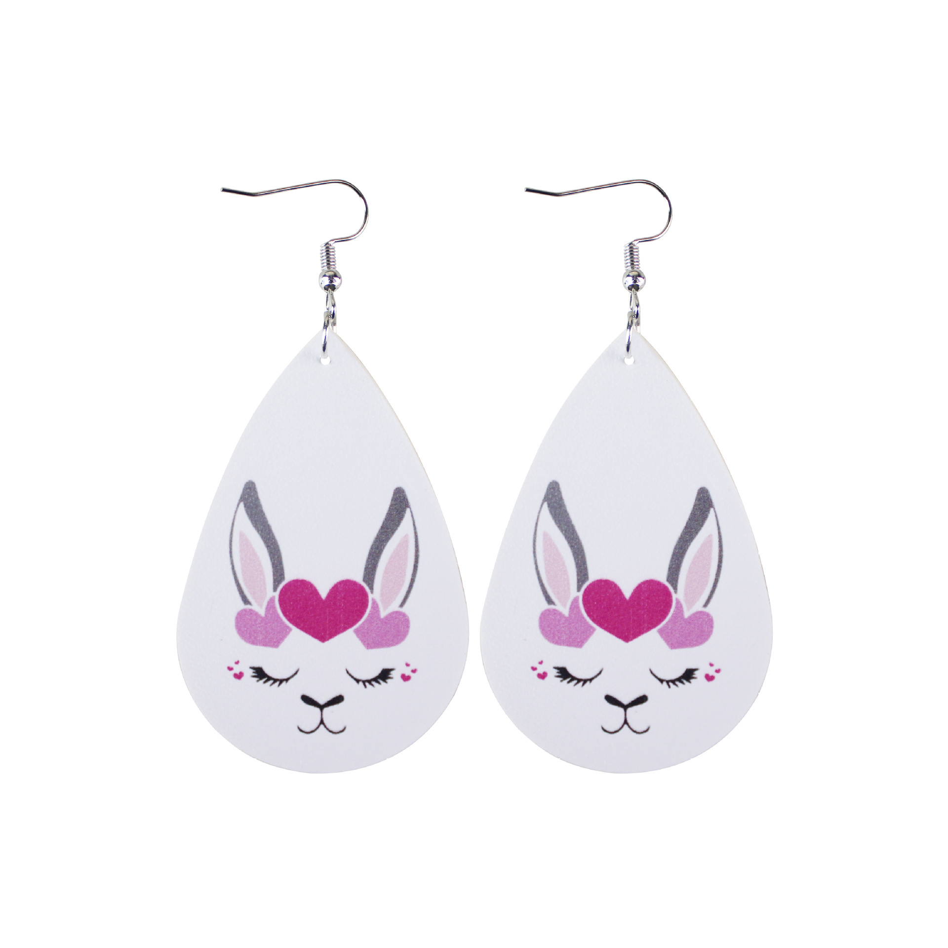 2022 Easter Earrings New Leather Water Drop Duplex Printing Earrings Cross-Border Rabbit Colorful Egg Earrings in Stock