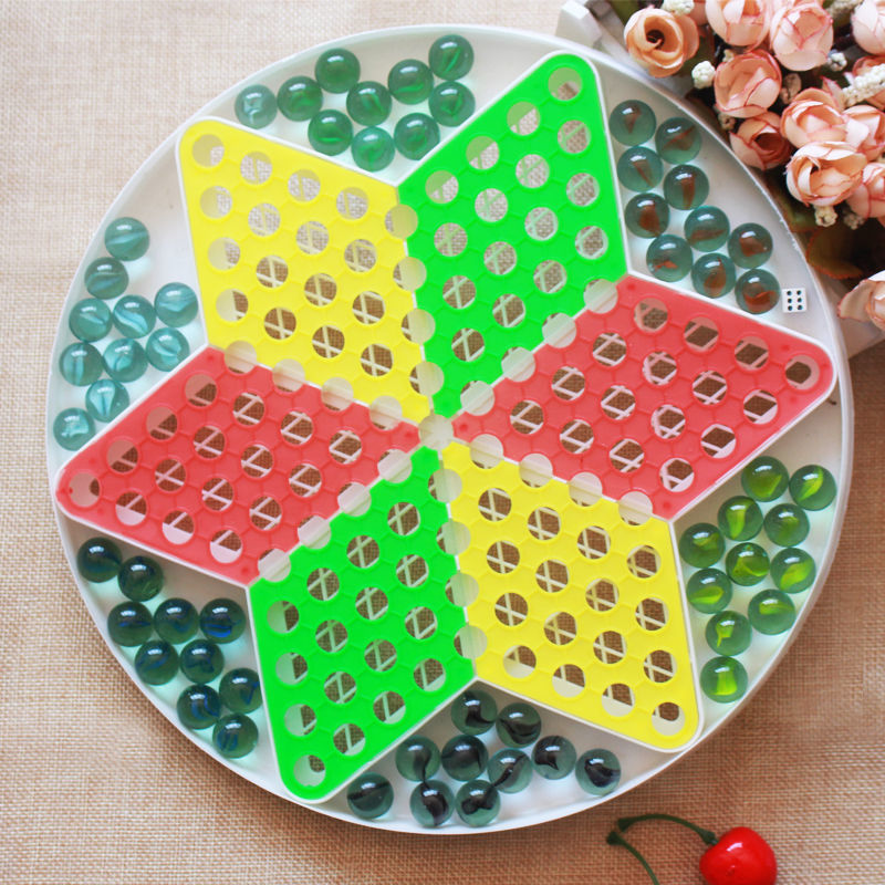 大号玻璃弹珠跳棋儿童成人二合一多功能跳跳棋飞行棋五子棋游戏