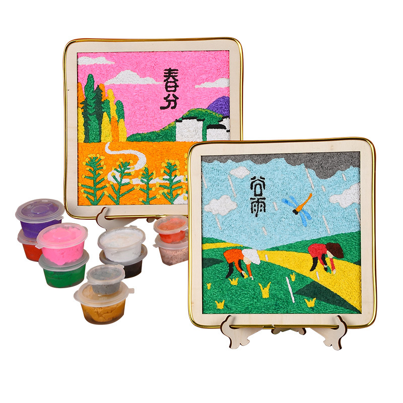 New Year Handmade Diy Non-Heritage Paper Pulp Painting 24 24 Solar Terms Material Kit Parent-Child Toys Warm-up Activities