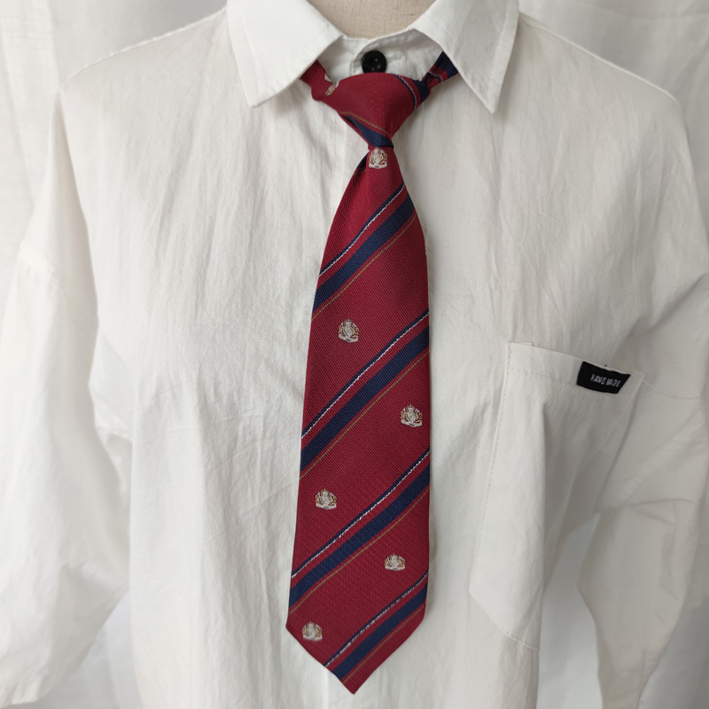 jk领花领结懒人免打拉链领带日系红色基础款制服dk条纹套装配学生