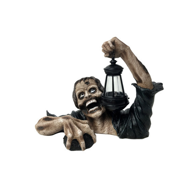 新款僵尸提灯树脂工艺品摆件花园装饰品万圣节恐怖雕像工厂现货
