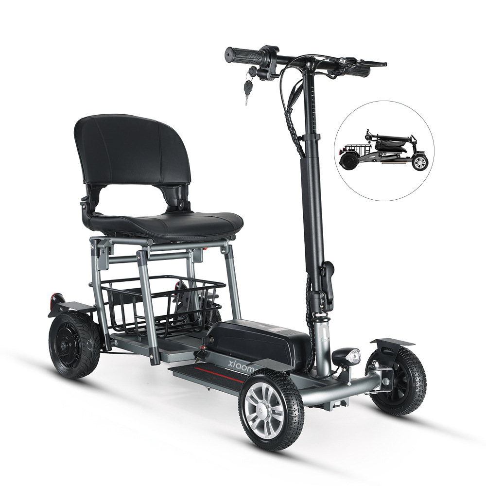 出口美国小型家用折叠电动四轮车铝合金超轻锂电成人老年代步车