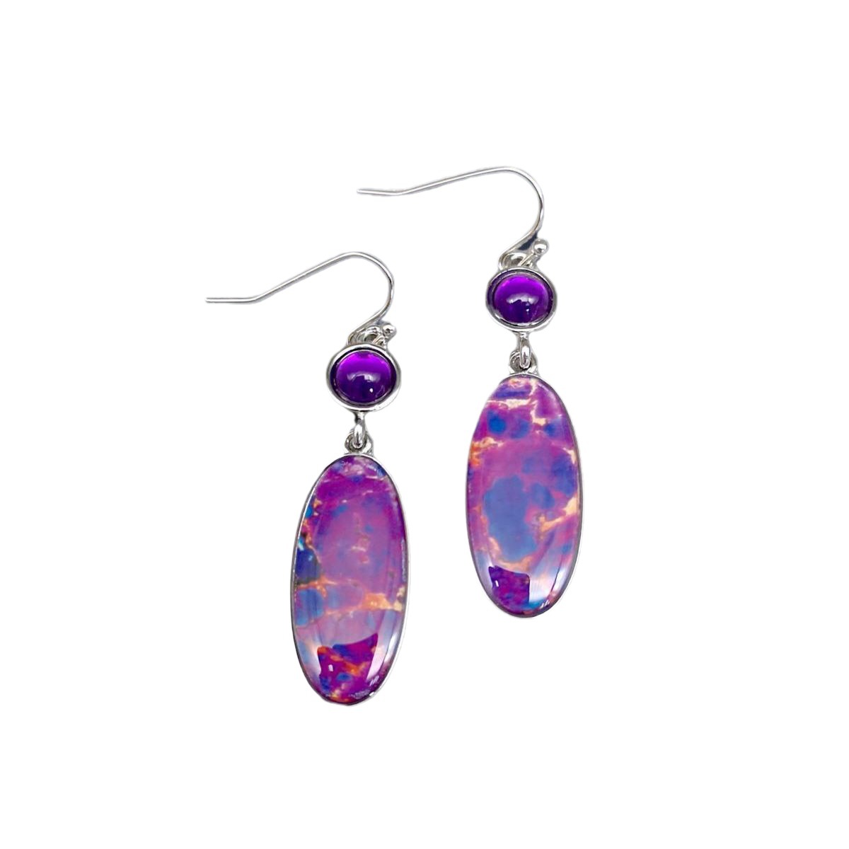 Cross-Border Hot Sale Artistic Retro Style European and American Simple Inlaid Gem Purple Oval Dragon Crystal Opal Earrings