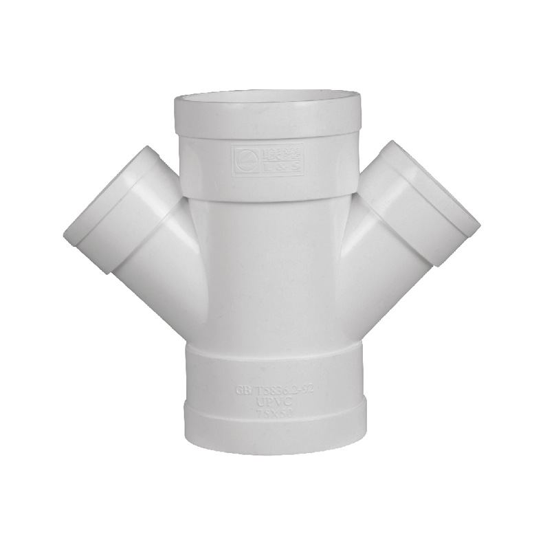 广西总代理联塑pvcu排水配件手工焊接45度异径斜四通现货量大价优