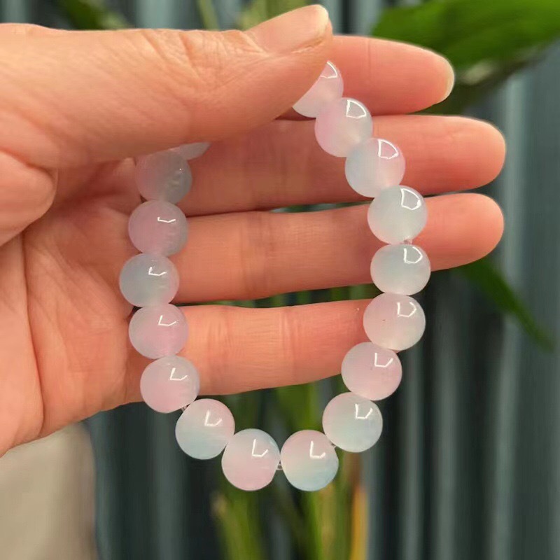 Gradient Ice Transparent Bracelet 10mm Two-Color Pliable Temperament Bracelet Student Beads Xiaohongshu Same Style Handheld Hand Toy